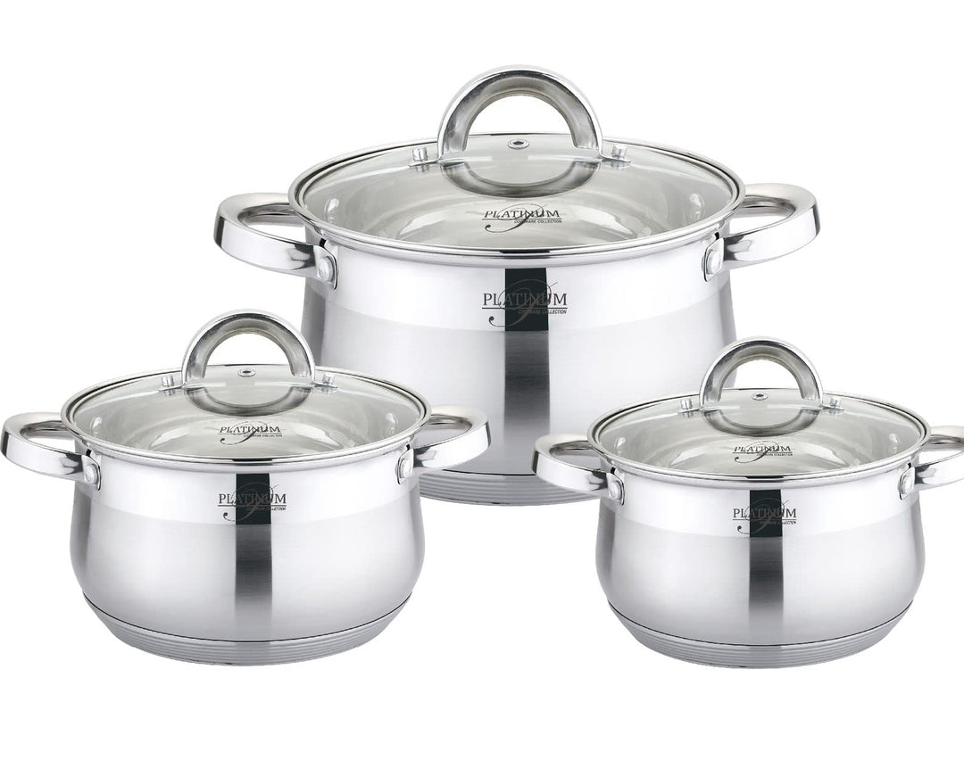 Cheffinger 6 TLG Edelstahl Kochgeschirr Induktion Kochtopf Topf Set Deckel Gastronomie