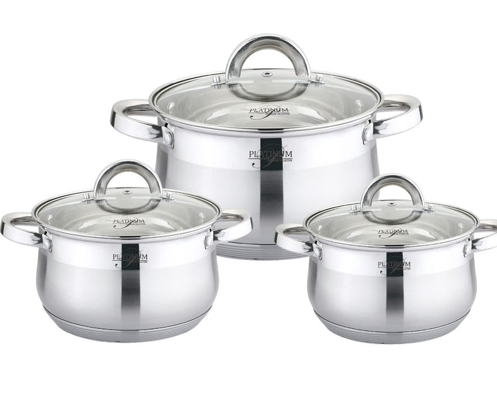 Cheffinger 6 TLG Edelstahl Kochgeschirr Induktion Kochtopf Topf Set Deckel Gastronomie