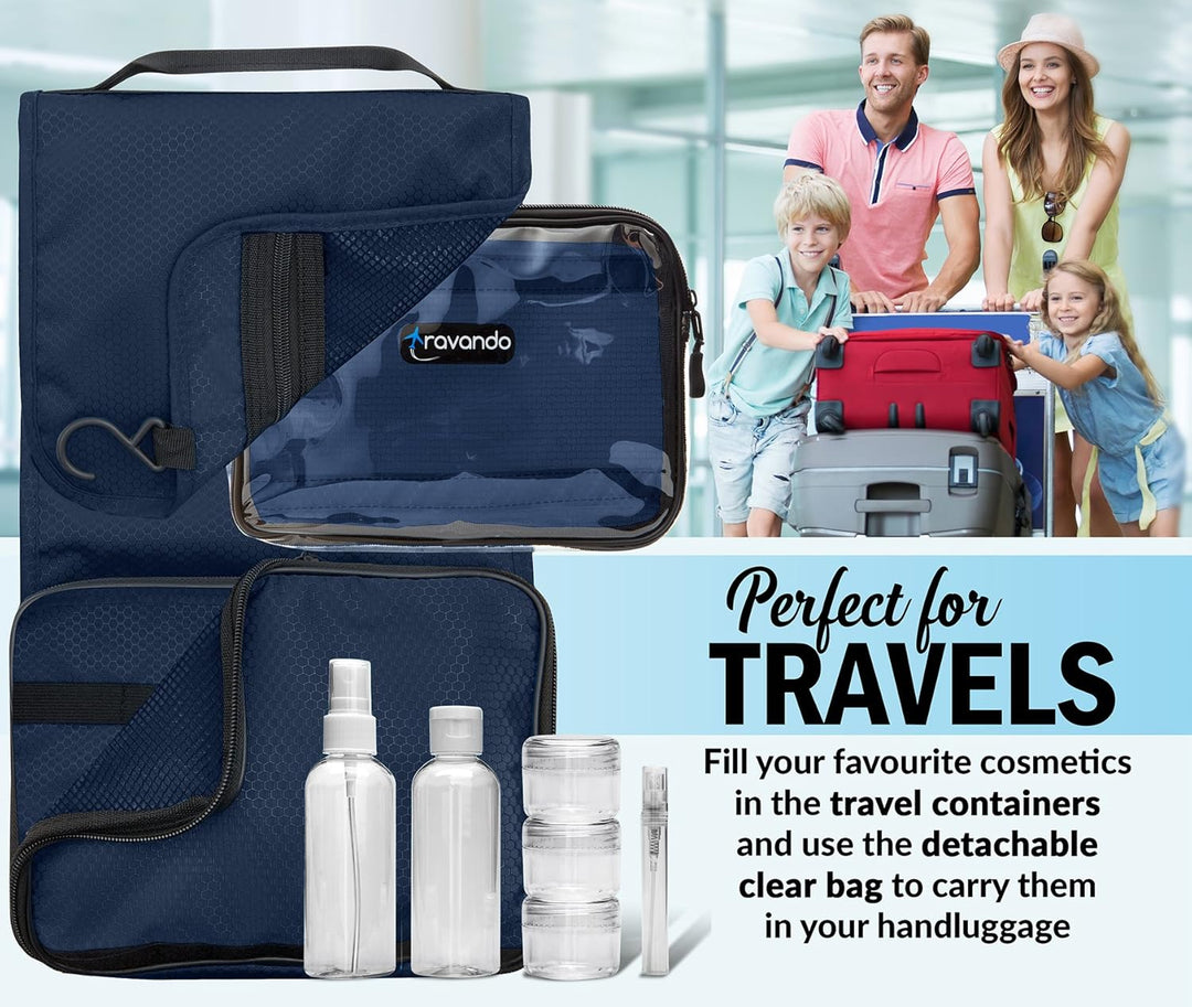 TRAVANDO Kulturbeutel Männer zum Aufhängen Kulturtasche Transparent Waschtasche Durchsichtig Waschbe