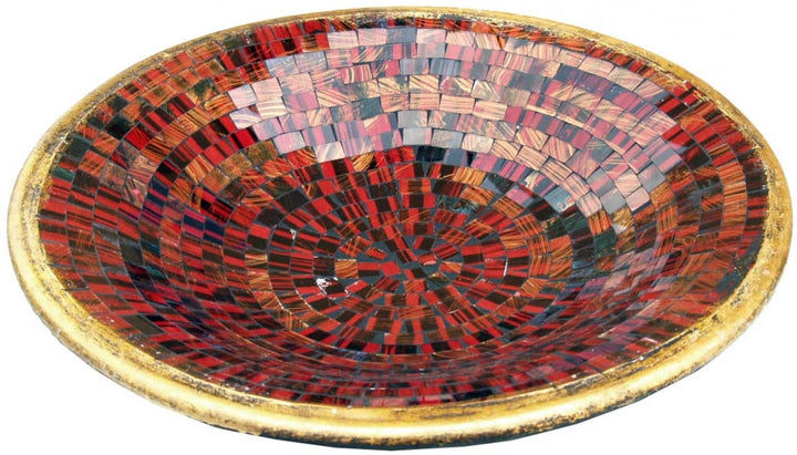 GURU SHOP Runde Mosaikschale, Untersetzer, Dekoschale, Handgearbeitete Keramik &amp; Glas Obst Schale -