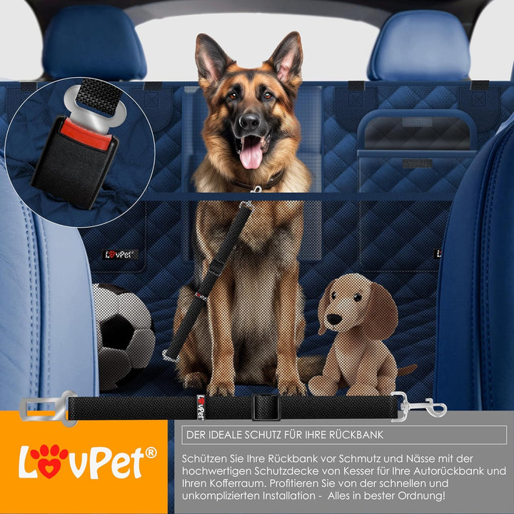 Lovpet® 2in1 Hundedecke für Auto Rückbank & Kofferraum mit Seitenschutz und Sichtfenster Kofferraums
