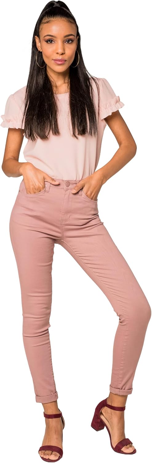 Nina Carter P056 Damen Jeanshosen Skinny Fit Jeans High Waist S Rosa (P109-16), S Rosa (P109-16)