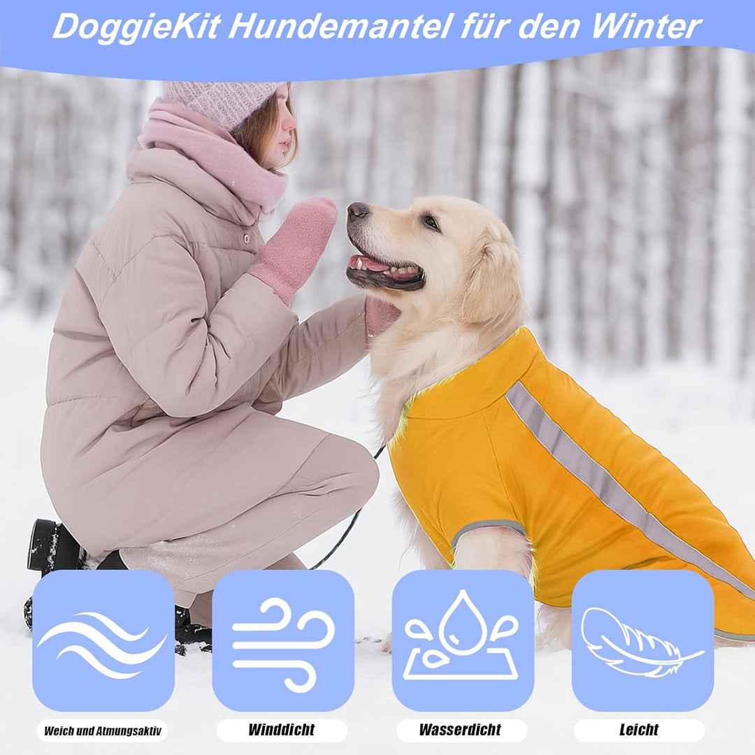 Hundejacke Wasserdichter Hundemantel Reflektierende Wintermantel mit Fleecefutter Winddichtes Winter