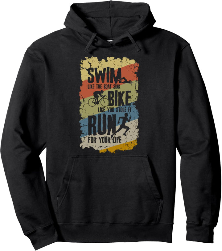 Triathlon Triathlonrad Triathleten Fahrrad Schwimmen Laufen Pullover Hoodie