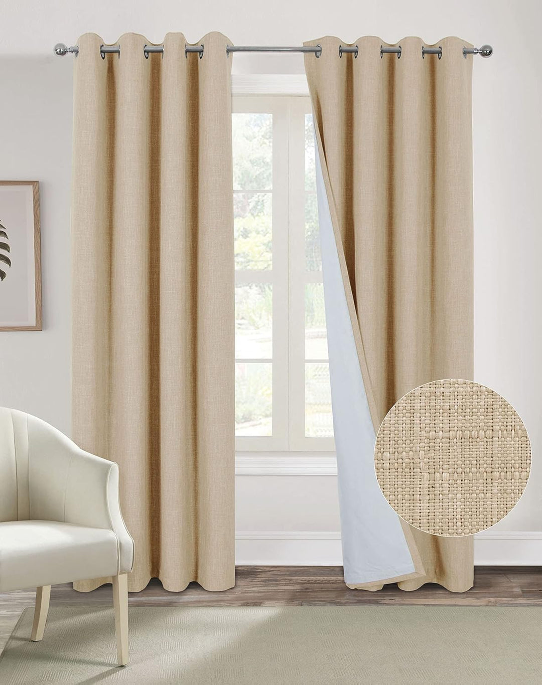 always4u Vorhang Blickdicht 100% mit Ösen, Elegente Gardinen Wohnzimmer Modern Abdunkelnde Vorhänge