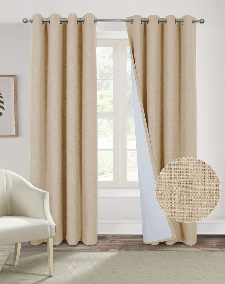 always4u Vorhang Blickdicht 100% mit Ösen, Elegente Gardinen Wohnzimmer Modern Abdunkelnde Vorhänge