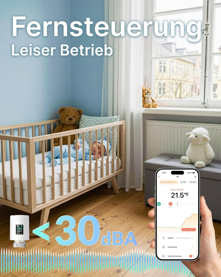 WLAN Heizkörperthermostat TRV901W – Smart Heizungsthermostat mit App & Alexa, Thermostat Heizung ohn