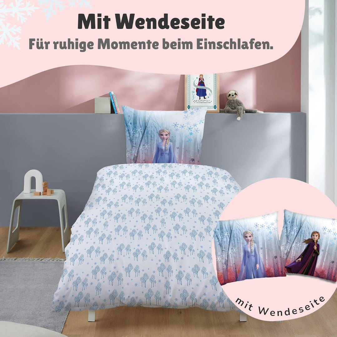 Familando Warme Frozen Die Eiskönigin Bettwäsche für Mädchen · Fleece Mädchenbettwäsche 135x200 80x8