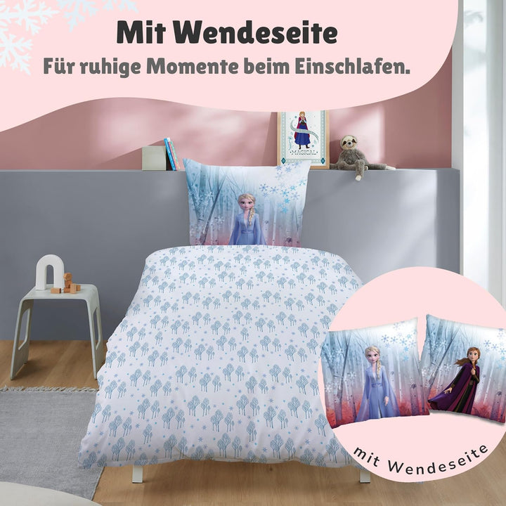 Familando Warme Frozen Die Eiskönigin Bettwäsche für Mädchen · Fleece Mädchenbettwäsche 135x200 80x8