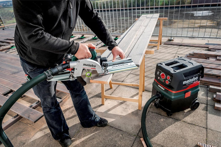 metabo Kappschiene KFS 30 - Präzise Kappschnitte, Winkel bis 60°, rutschfest, splitterfrei, integrie