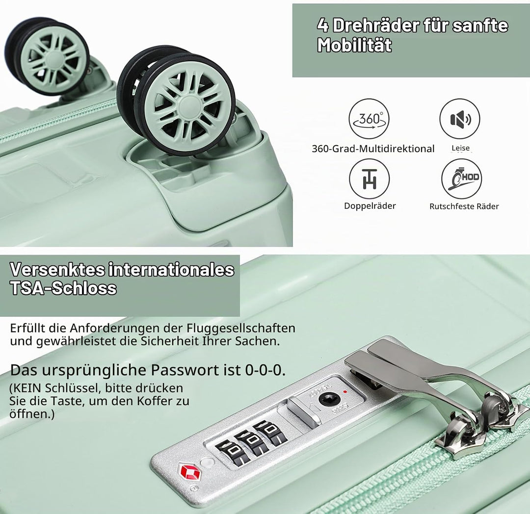 Sea choice Handgepäck Koffer Trolley Kofferset 2 Teilig Kabinengepäck mit Kosmetiktasche Eckenschutz