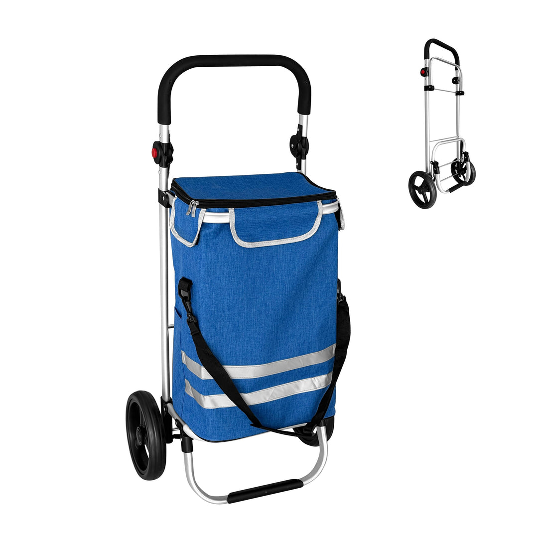 Relaxdays Einkaufstrolley, 2 grosse Räder, Kühlfach, abnehmbare Tasche, 45 l, bis 35 kg, Einkaufswag