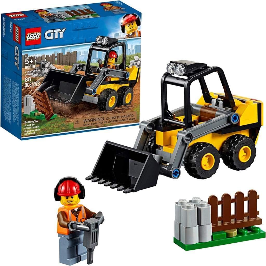 LEGO 60219 City Frontlader, Baumaschinen-Set mit Strassenarbeiter Minifigur