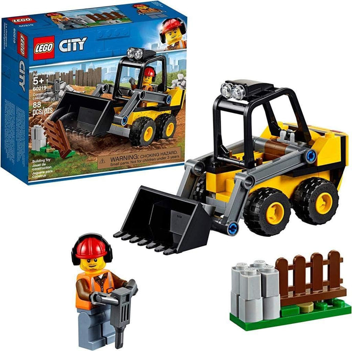 LEGO 60219 City Frontlader, Baumaschinen-Set mit Strassenarbeiter Minifigur