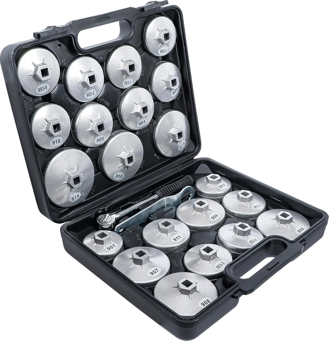 BGS Diy 1035 | Ölfilterschlüssel-Satz | Aluminium-Druckguss | 12,5 mm (1/2") | 23-tlg. Satz | 23-tlg