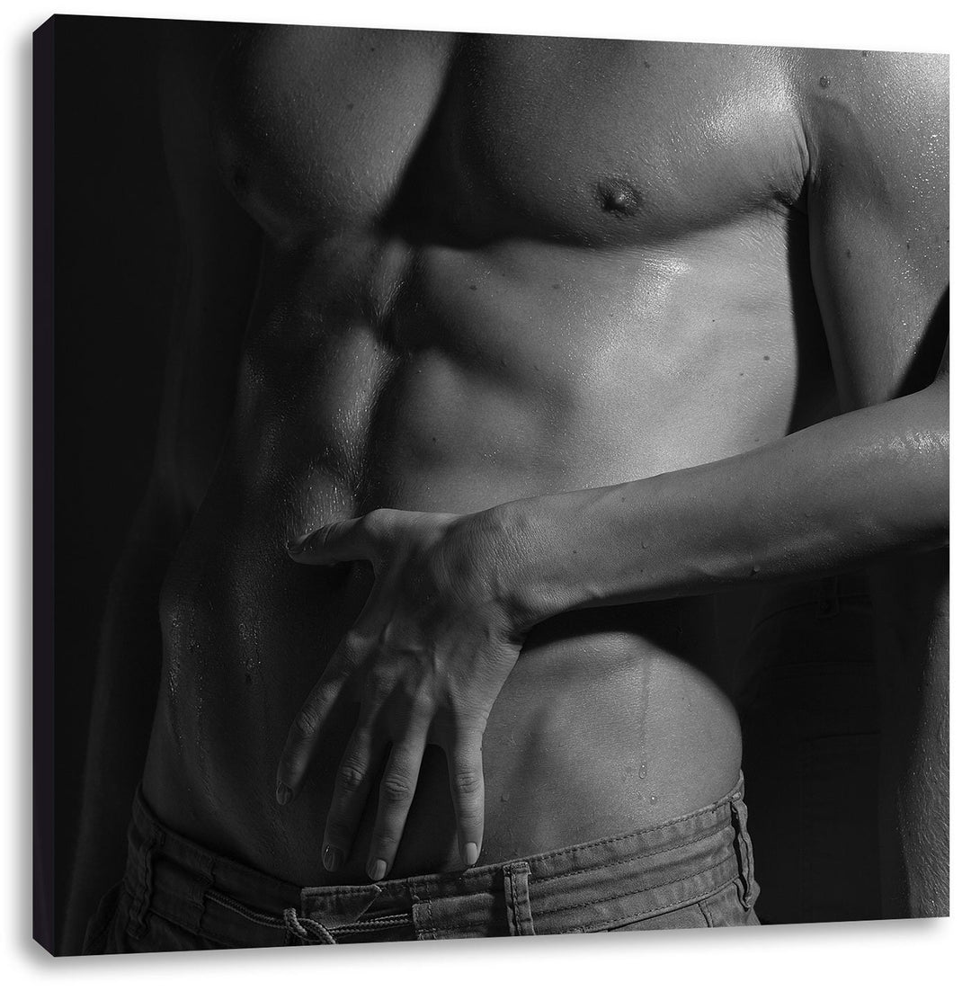 Nackter Mann mit Frau, Format: 70x70 auf Leinwand, XXL riesige Bilder fertig gerahmt mit Keilrahmen,