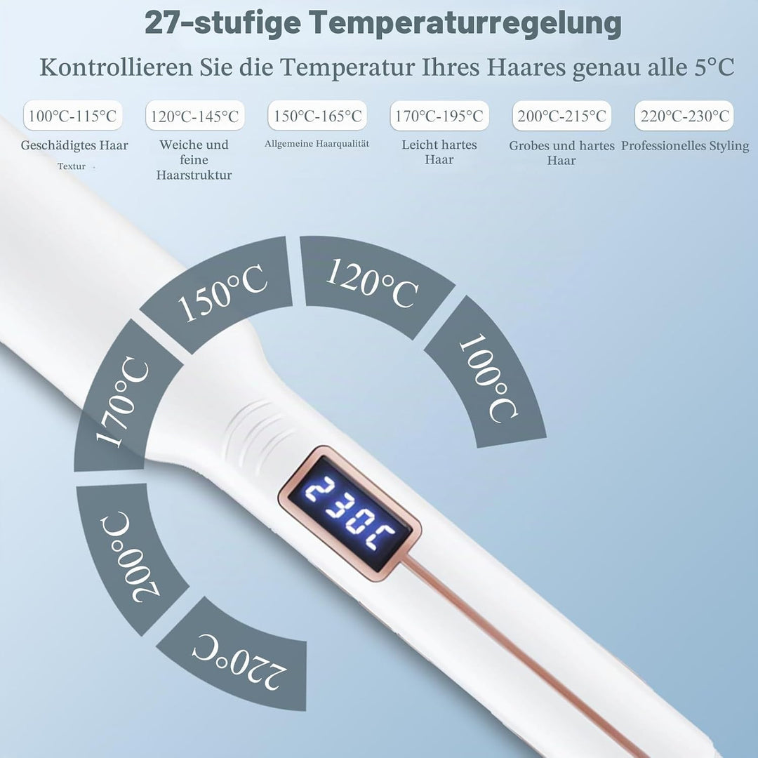 Haarglätter mit Ionen &amp; Plasma | LCD-Display, 27 Temp. (100-230°C) | 3D Titan-Keramik-Turmalin | 10s