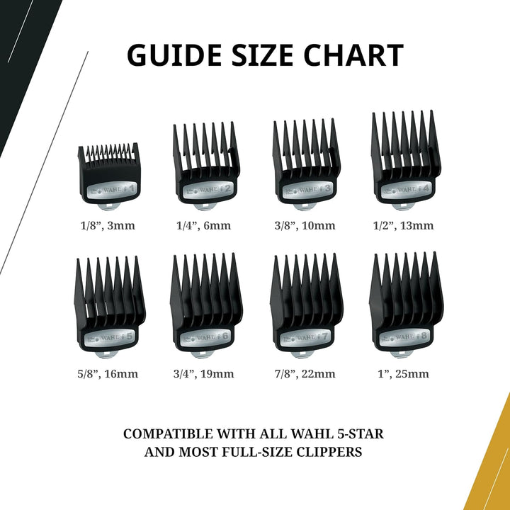 WAHL Premium Attachment Combs, #0.5-1.5, 1.5-4.5mm, Clipper-Führungskämme mit Metallclip, Aufsätzen,