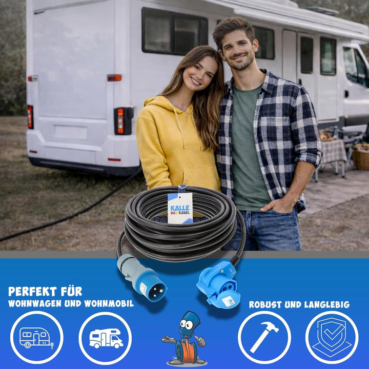 KALLE DAS KABEL CEE-Verlängerungskabel Winkelkupplung Campingkabel Wohnmobil-Kabel Caravan-Leitung H
