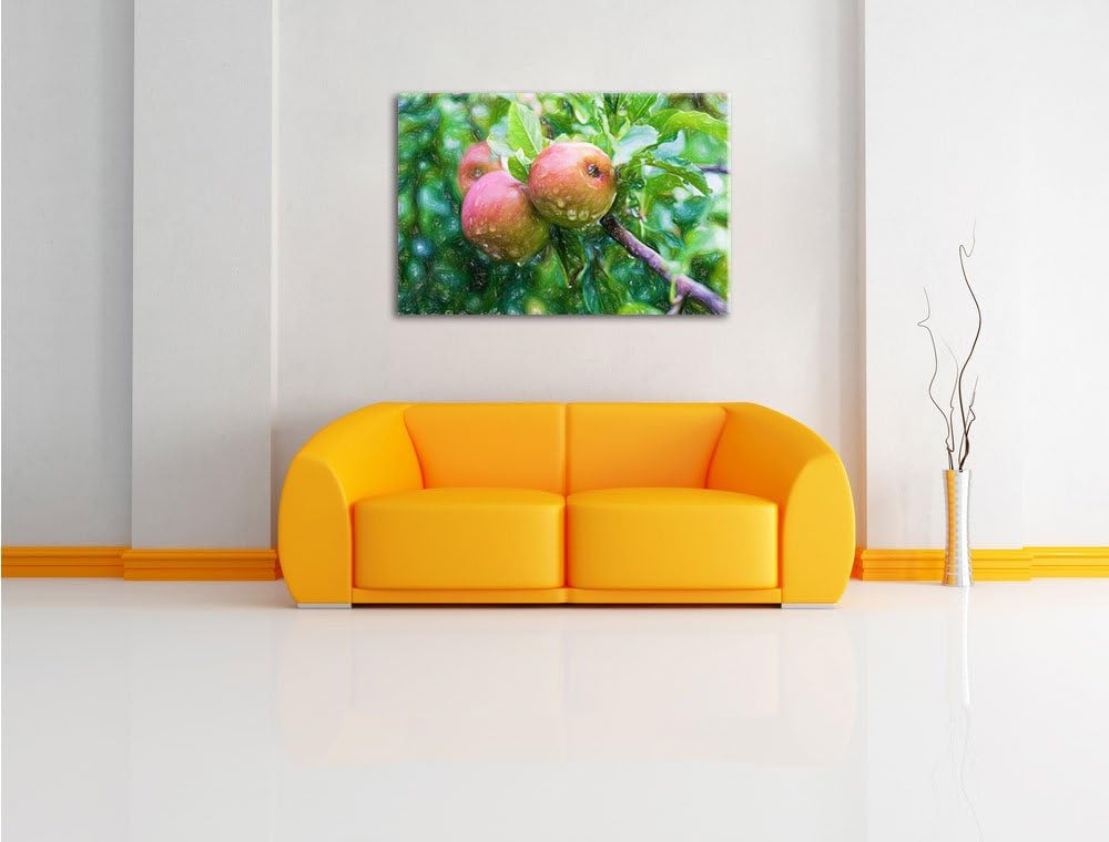 Pixxprint Wilde Äpfel Buntstift Effekt als Leinwandbild/Grösse: 100x70 cm/Wandbild/Kunstdruck/fertig