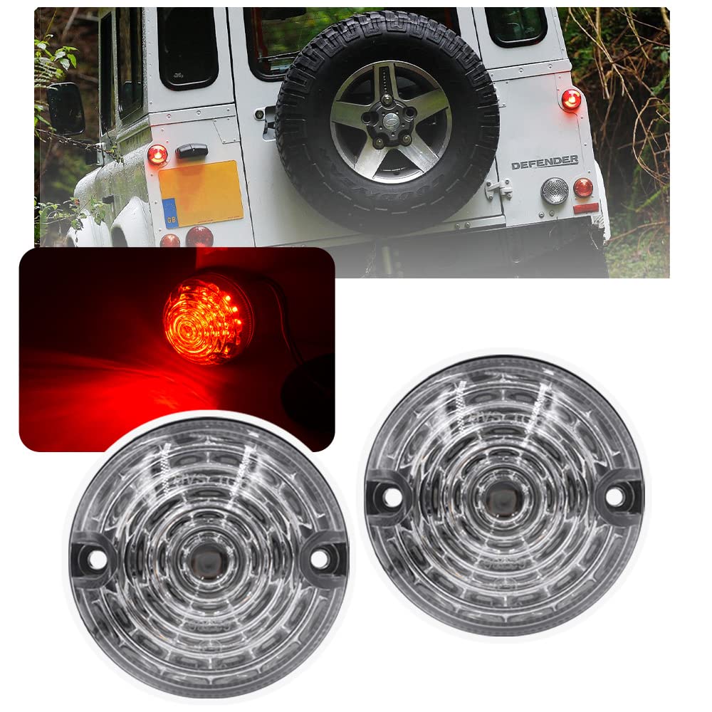 NSLUMO 2 Stueck Klare Linse Rot 73mm Defender LED Rücklicht Für 90/110 1983~1990 Defender 1990~2016