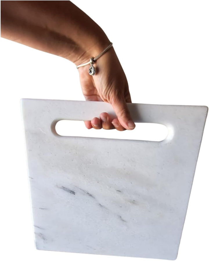 Quadratisches Schneidebrett aus weissem Marmor 30x30 cm – Elegante Arbeitsplatte für Küche, Sushi, K