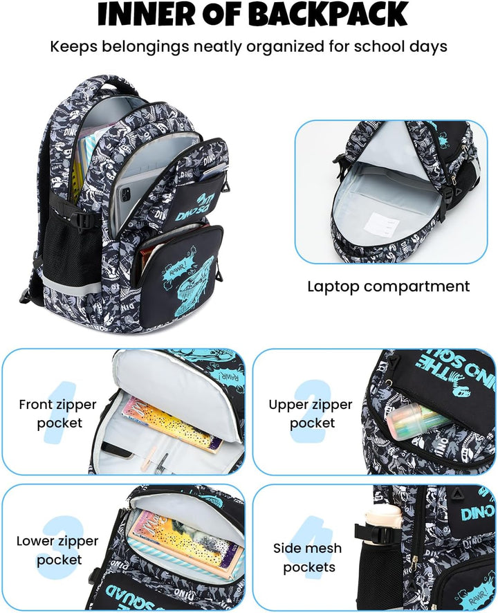 Amythe Schulrucksack Jungen Teenager, Schultasche Kinder mit Reflektoren für 1. bis 4. Klasse, Leuch