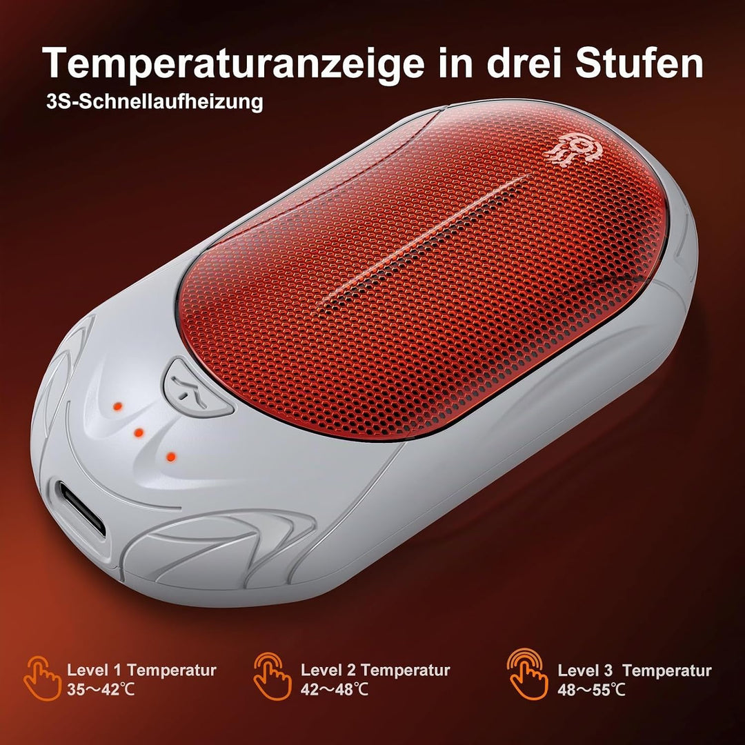 OUTJUT Handwärmer Elektrisch 6000mAh, 2 Pack Wiederaufladbar Handwärmer Tragbare Taschenwärmer 3 Hei