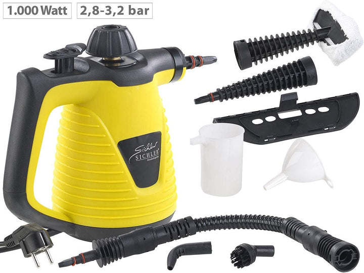 Sichler Haushaltsgeräte Handdampfreiniger: Tragbarer Dampfreiniger mit grossem Zubehör-Pack, 1.000 W