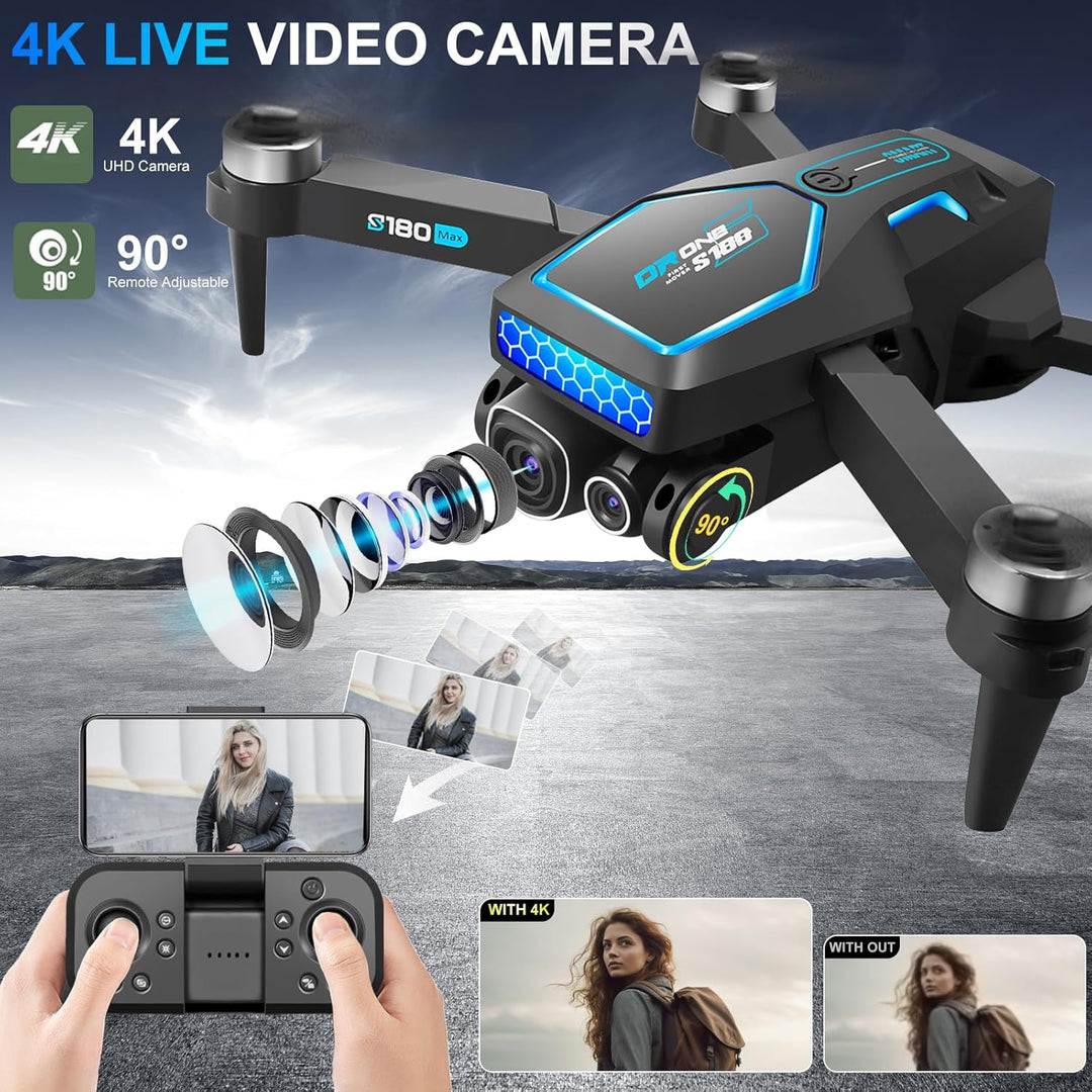 OBEST Drohne mit Kamera 4K für Erwachsene Anfänger Faltbare Mini FPV Drone, RC Quadcopter mit Bürste