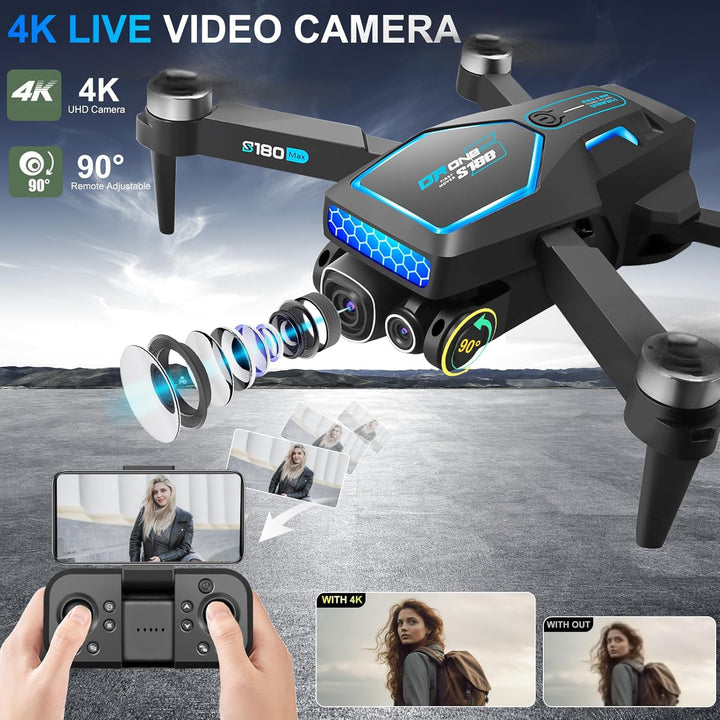 OBEST Drohne mit Kamera 4K für Erwachsene Anfänger Faltbare Mini FPV Drone, RC Quadcopter mit Bürste