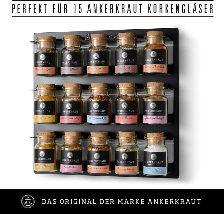 Ankerkraut 15er Gewürz-Regal, Gewürz-Organizer aus Metall, original passend für 15x Gewürzgläser, ei