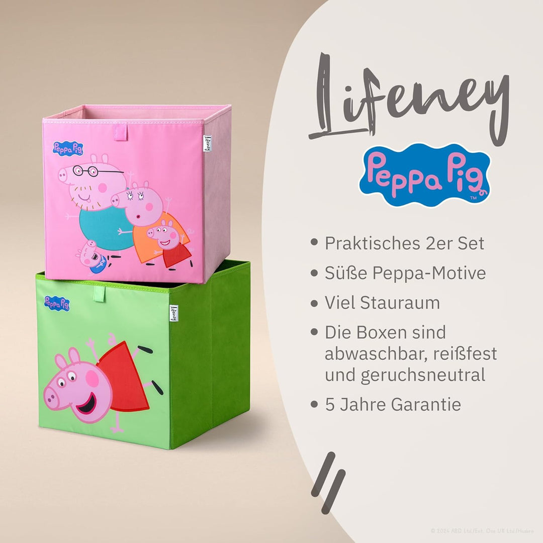 LIFENEY meets Peppa Wutz Aufbewahrungsboxen für Kinder 2er Set – Box-Set mit Peppa Pig Motiven zur A