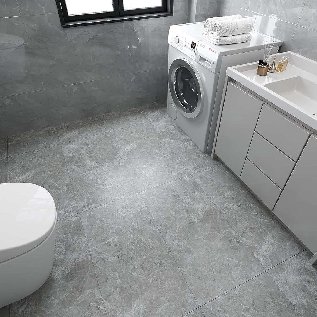 VEELIKE PVC Boden Marmor Grau Vintage Vinylboden Selbstklebend PVC Bodenbelag Marmoroptik Klebeflies