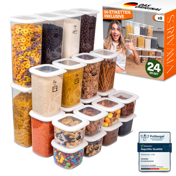 Viwares luftdichte Vorratsdosen mit Deckel | 24er Vorratsbehälter Set | BPA-FREI | Zur Müsli Mehl un