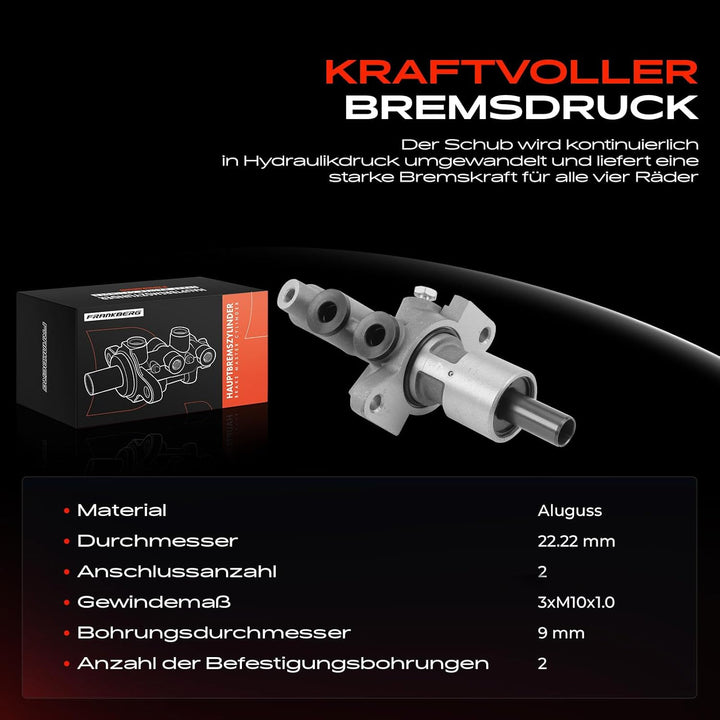 Frankberg Hauptbremszylinder Bremszylinder Kompatibel mit 190 W201 1.8L-2.5L 1982-1993 C-Klasse W202