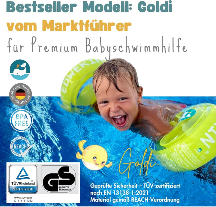 EDWEKIN® Premium Schwimmflügel für Kinder (1–6 Jahre) | TÜV geprüft, extragrosse Luftkammern | Perfe
