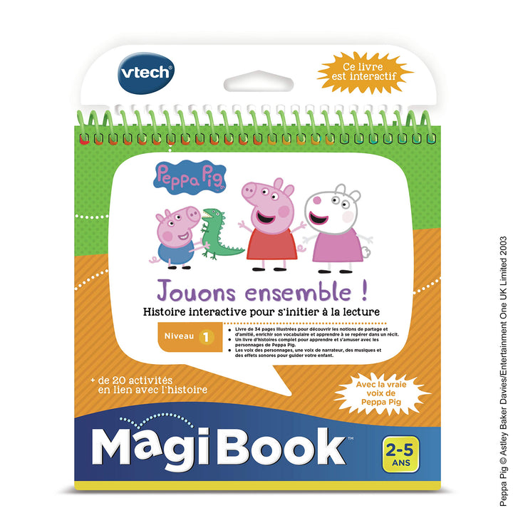 VTech - MagiBook Peppa Wutz, Lernbuch für Kinder, Stufe 1, gemeinsam, illustrierte und interaktive S