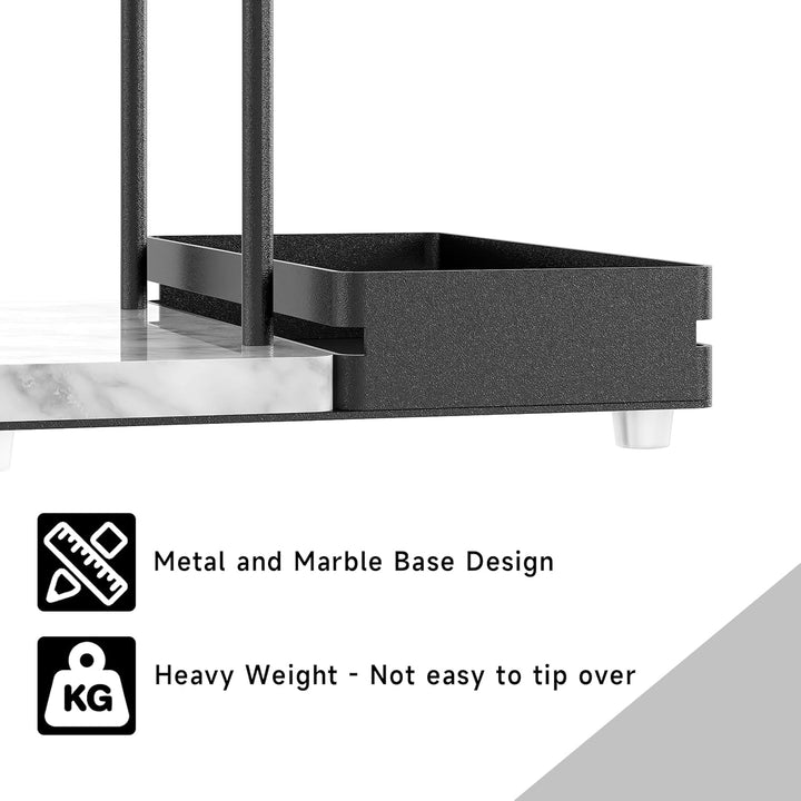 Serviettenhalter Schwarz, Serviettenhalter aus Metall & Marmor Serviettenspender mit Caddy für Tisch