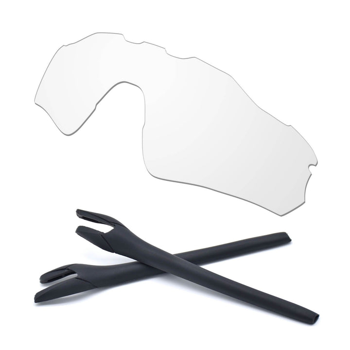 HKUCO For Oakleys Radar EV Path Transparent Polarized Replacement Lenses And Black Earsocks Rubber K