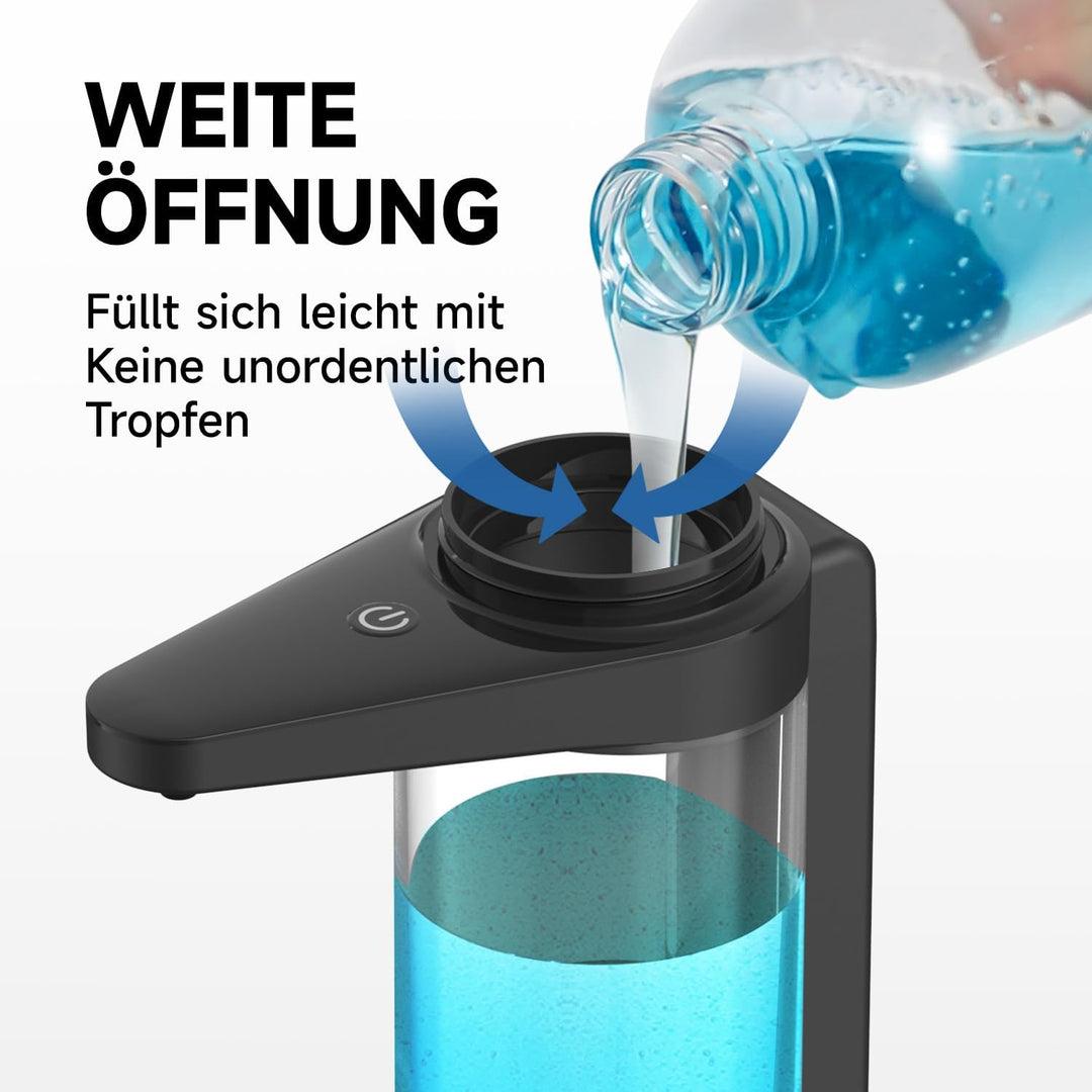 AIKE Automatischer Seifenspender mit Infrarotsensor 500ml, Schwarz Wandmontierter Automatischer Seif