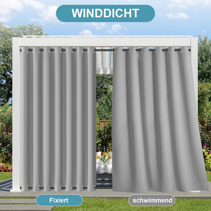 Lapalife Outdoor Vorhang Wasserdichter extra breit Oben und unten mit Ösen,B254XH243cm Wetterfest Ou