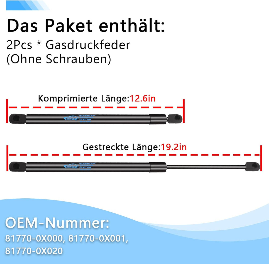 2x Heckklappendämpfer für Hyundai i10 PA 2013 2012 2011 2010 2009 2008 Kofferraum Dämpfer Gasdruckdä