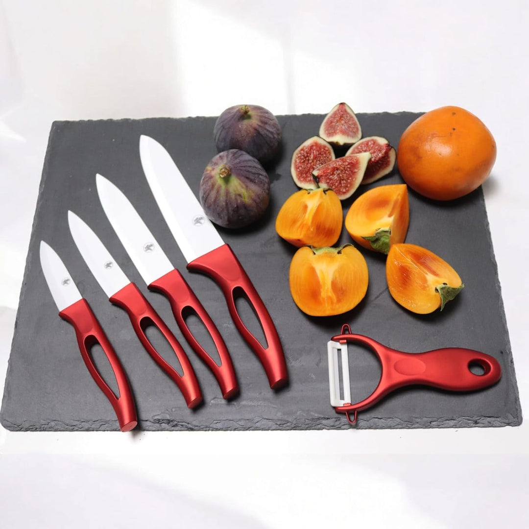 Keramikmesser Set 5-teilig - Hochwertiges Küchenmesser-Set mit 4 Präzisions-Keramikmessern & Schäler
