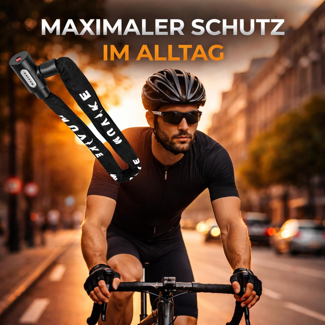 SOLID 1200 8K Fahrrad Kettenschloss 120 cm x 8 mm Gehärteter Stahl Textilummantelung Kratzschutz Sta