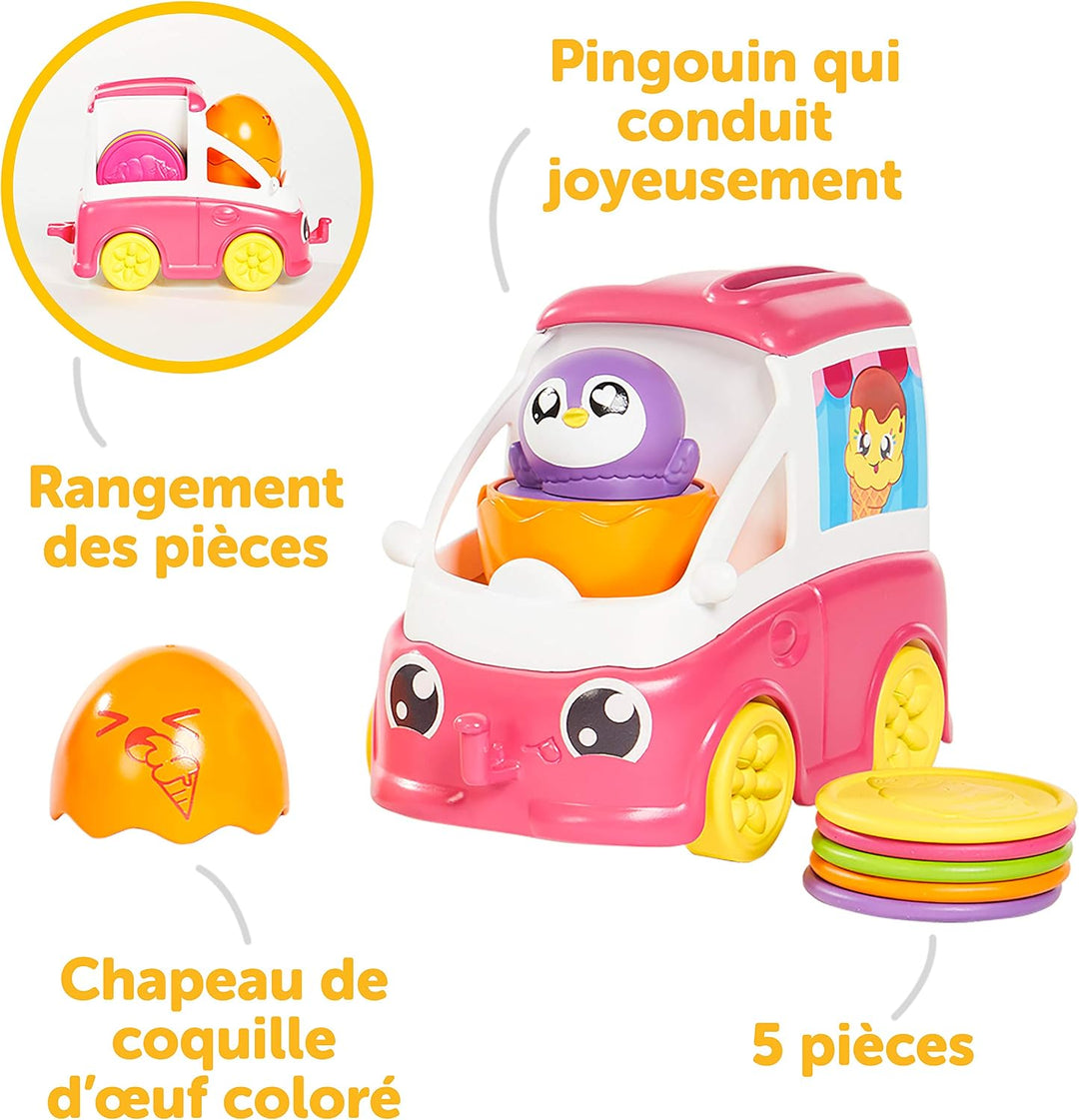 TOMY Toomies Versteck- und Quiek Mein kleiner Eiswagen, das Schiebe und Osterspielzeug für Babys, Mu