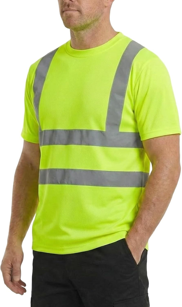 HYCOPROT Warnschutz T-Shirt Warnweste Reflektierend Warnweste Atmungsaktiv Leicht Kurzarmshirt Kurza