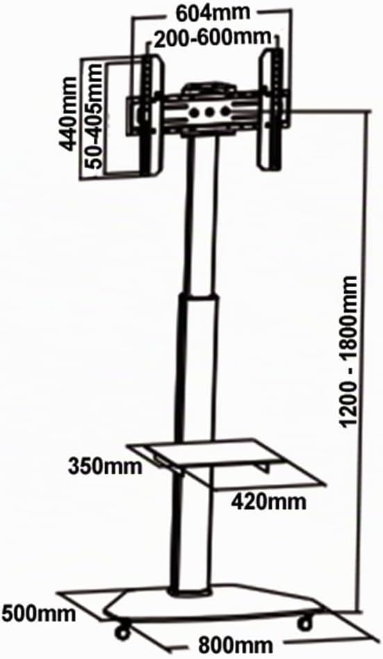 mywall HP1DL TV-Rollwagen Standfuss für Flachbildschirm 37" - 70" (94 - 178 cm) bis 40Kg silber VESA