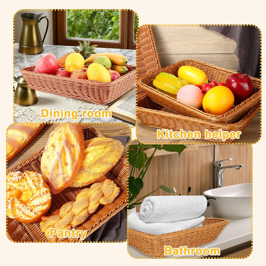 AKOLAFE 4er Set Brötchenkorb Geflochten Brotkorb Stapelbarer Brotkörbchen Modern Brotkörbe Hochwerti