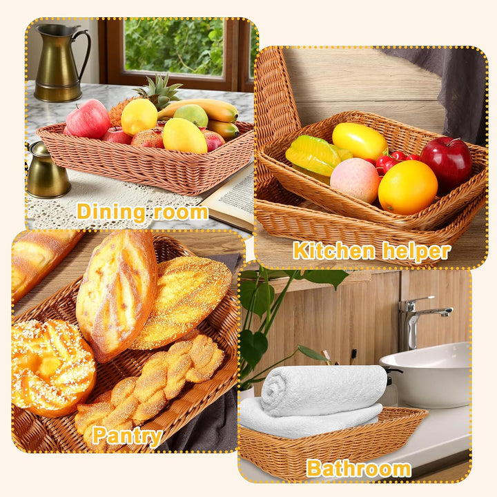 AKOLAFE 4er Set Brötchenkorb Geflochten Brotkorb Stapelbarer Brotkörbchen Modern Brotkörbe Hochwerti
